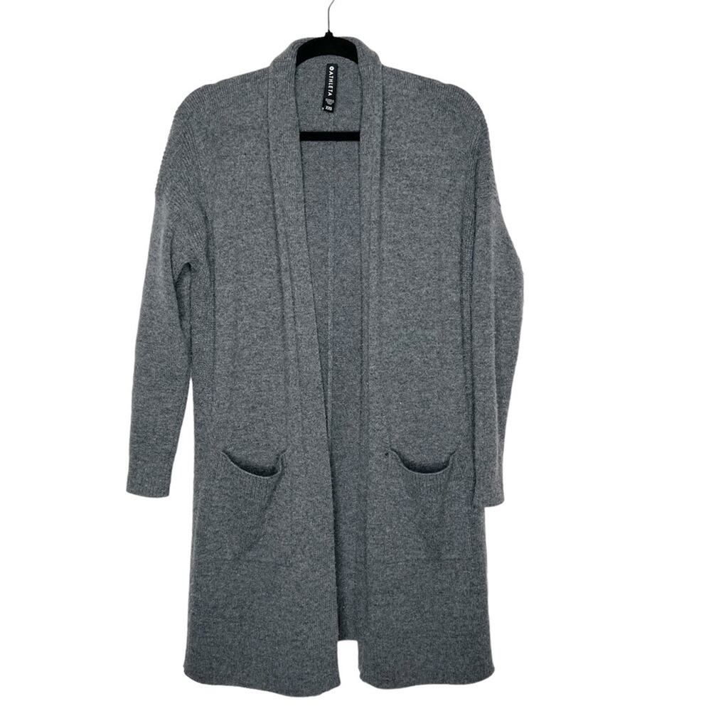Athleta XXS gray Spirit wool cashmere blend long cardigan wrap cozy sweater wmns